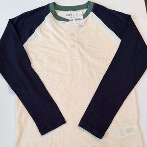 Crewcuts Cream and Green Henley Shirt